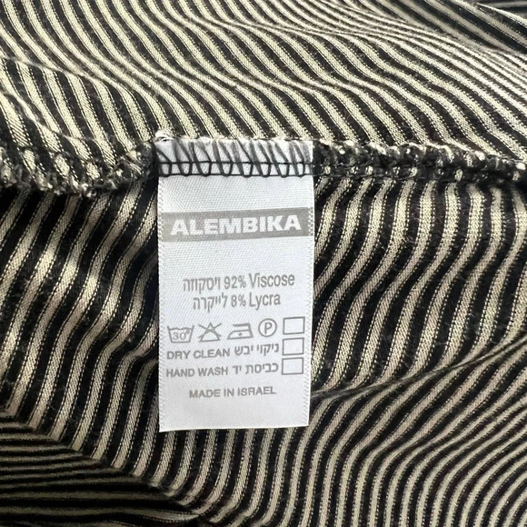 Alembika Tunic Top Blouse 3/4 Sleeve Striped Pullover Black Tan Size 2 US 8‎ 10 - Picture 12 of 12